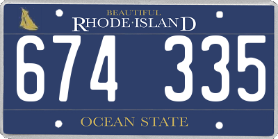 RI license plate 674335