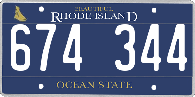 RI license plate 674344