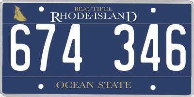 RI license plate 674346