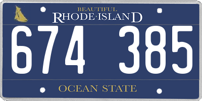 RI license plate 674385