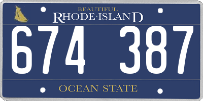 RI license plate 674387