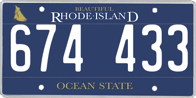 RI license plate 674433
