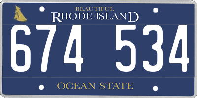 RI license plate 674534
