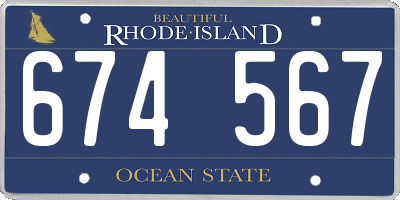 RI license plate 674567
