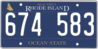 RI license plate 674583