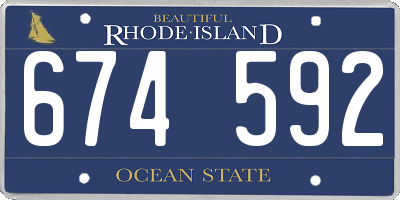 RI license plate 674592