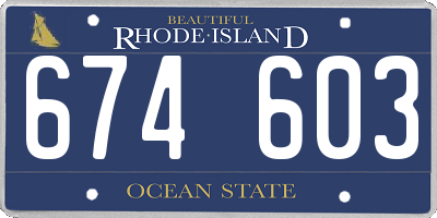RI license plate 674603