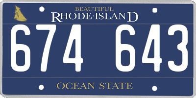 RI license plate 674643
