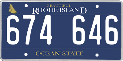 RI license plate 674646