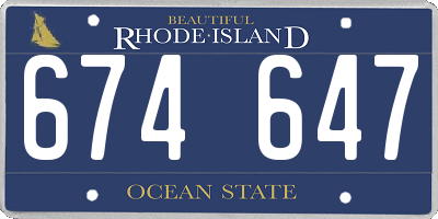 RI license plate 674647