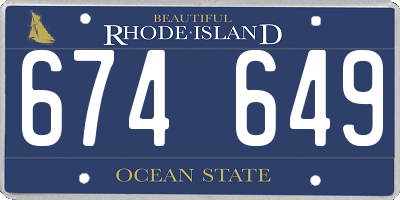 RI license plate 674649