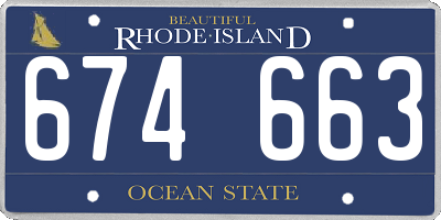 RI license plate 674663