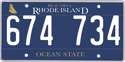 RI license plate 674734