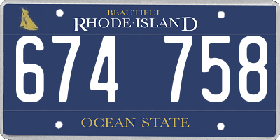 RI license plate 674758