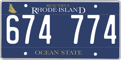 RI license plate 674774