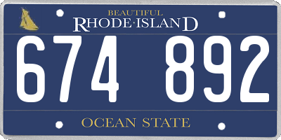 RI license plate 674892