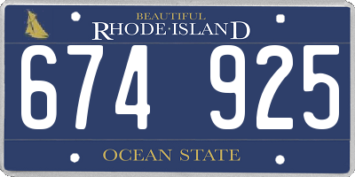 RI license plate 674925