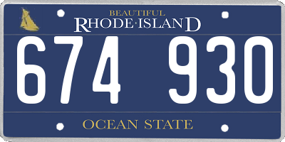 RI license plate 674930