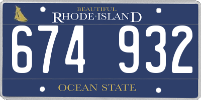 RI license plate 674932