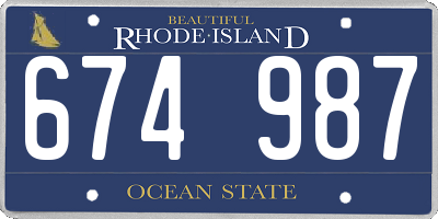 RI license plate 674987