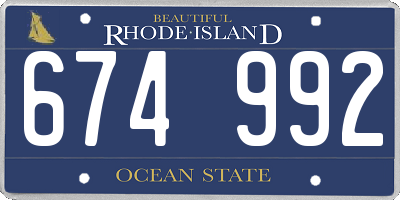 RI license plate 674992