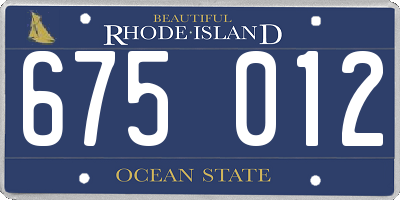 RI license plate 675012