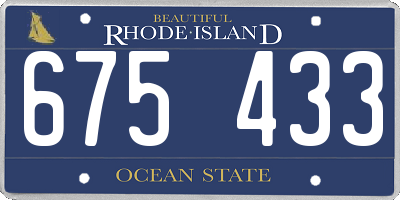 RI license plate 675433