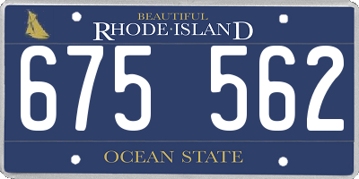 RI license plate 675562