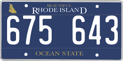 RI license plate 675643