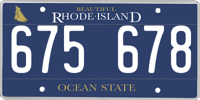 RI license plate 675678