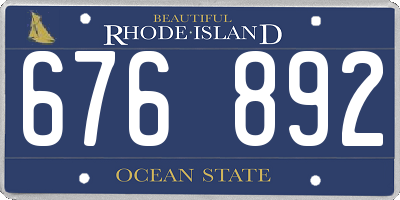 RI license plate 676892