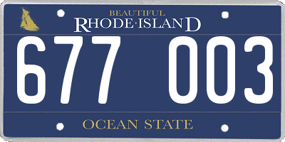 RI license plate 677003