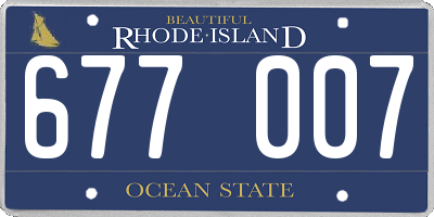 RI license plate 677007