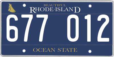 RI license plate 677012