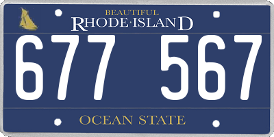 RI license plate 677567