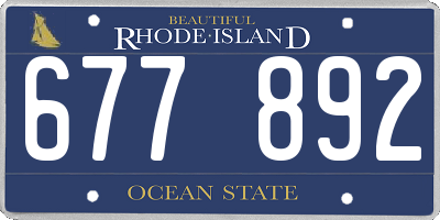 RI license plate 677892