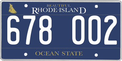 RI license plate 678002