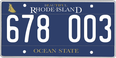 RI license plate 678003