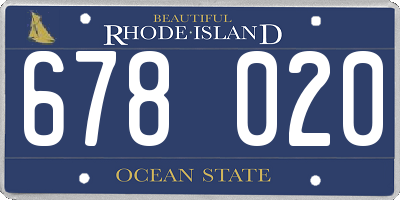 RI license plate 678020