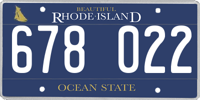 RI license plate 678022