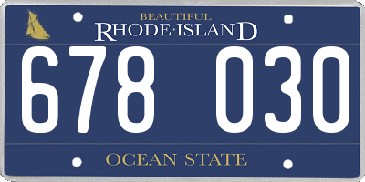 RI license plate 678030