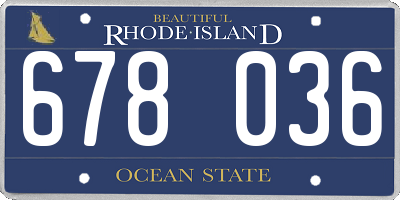 RI license plate 678036