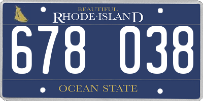 RI license plate 678038