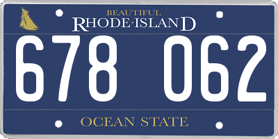 RI license plate 678062
