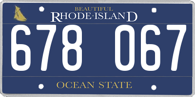 RI license plate 678067