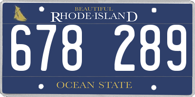 RI license plate 678289