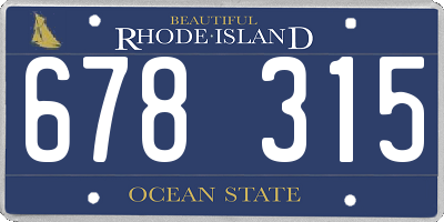 RI license plate 678315