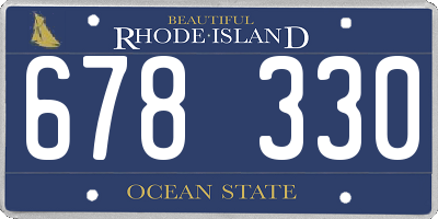 RI license plate 678330