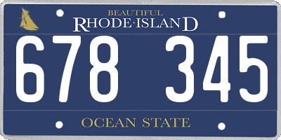 RI license plate 678345