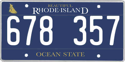 RI license plate 678357